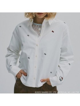 【ファーファー/FURFUR】のHELLO KITTYリボン刺繍シャツ 人気、トレンドファッション・服の通販 founy(ファニー) ファッション Fashion レディースファッション Fashion for Women トップス・カットソー Cut & Sew Tops シャツ・ブラウス・オフィスカジュアル Elegant Blouses & Button-Ups スマート Smart, Elegant フェミニン Feminine, Girly リボン Ribbon, Bow |ID:prp329100004795816