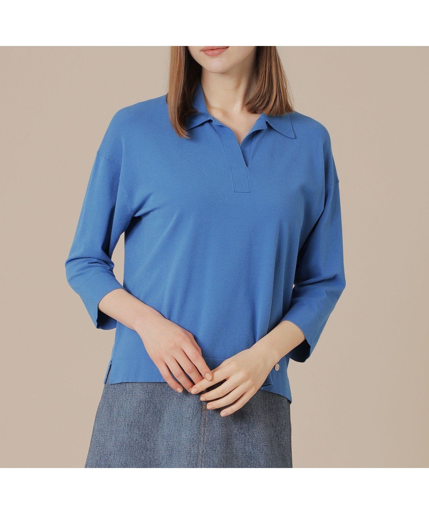 【マッキントッシュ ロンドン/MACKINTOSH LONDON】のソフトレーヨンニットプルオーバー インテリア・キッズ・メンズ・レディースファッション・服の通販 founy(ファニー) 　ファッション　Fashion　レディースファッション　Fashion for Women　トップス・カットソー　Cut & Sew Tops　ニット　Knit Tops & Sweaters　カジュアルプルオーバー・ニットトップス　Pullovers & Knit Tops / Casual Pullovers　イタリア　Italy　ウォッシャブル　Machine Washable　シルク　Silk, 100% Silk　シンプル　Simple, Minimal　スキッパー　Skipper, Open Collar　ストレッチ　Stretch, Stretchy Fabric　エレガント 上品　Elegant　夏　Summer　春　Spring　秋　Autumn　ブルー|ID: prp329100004795839 ipo3291000000034795009