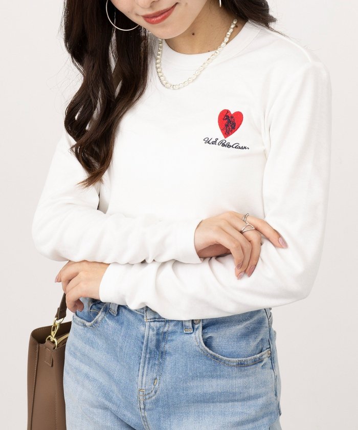 【セットアップセブン/SETUP7】のU.S. POLO ASSN./ビューティースムースハート刺繍長袖Tシャツ ロンT ポロ インテリア・キッズ・メンズ・レディースファッション・服の通販 founy(ファニー) https://founy.com/ ファッション Fashion レディースファッション Fashion for Women トップス・カットソー Cut & Sew Tops シャツ・ブラウス・オフィスカジュアル Elegant Blouses & Button-Ups ロングTシャツ・Tシャツ Longline T-Shirts & Tees インナー Innerwear ガーリー Girly, Feminine Style キャップ Cap, Baseball Cap ショート Short, Short Length シンプル Simple, Minimal ジャケット Jacket, Outerwear スポーツ Sports, Activewear デニム Denim, Jeans Material 定番 Standard, Basic Item なめらか Smooth, Silky Texture 長袖 Long Sleeve, Full Sleeve フェミニン Feminine, Girly プリーツ Pleats, Pleated 再入荷 Restock / Back in Stock エレガント 上品 Elegant |ID: prp329100004795896 ipo3291000000034795321