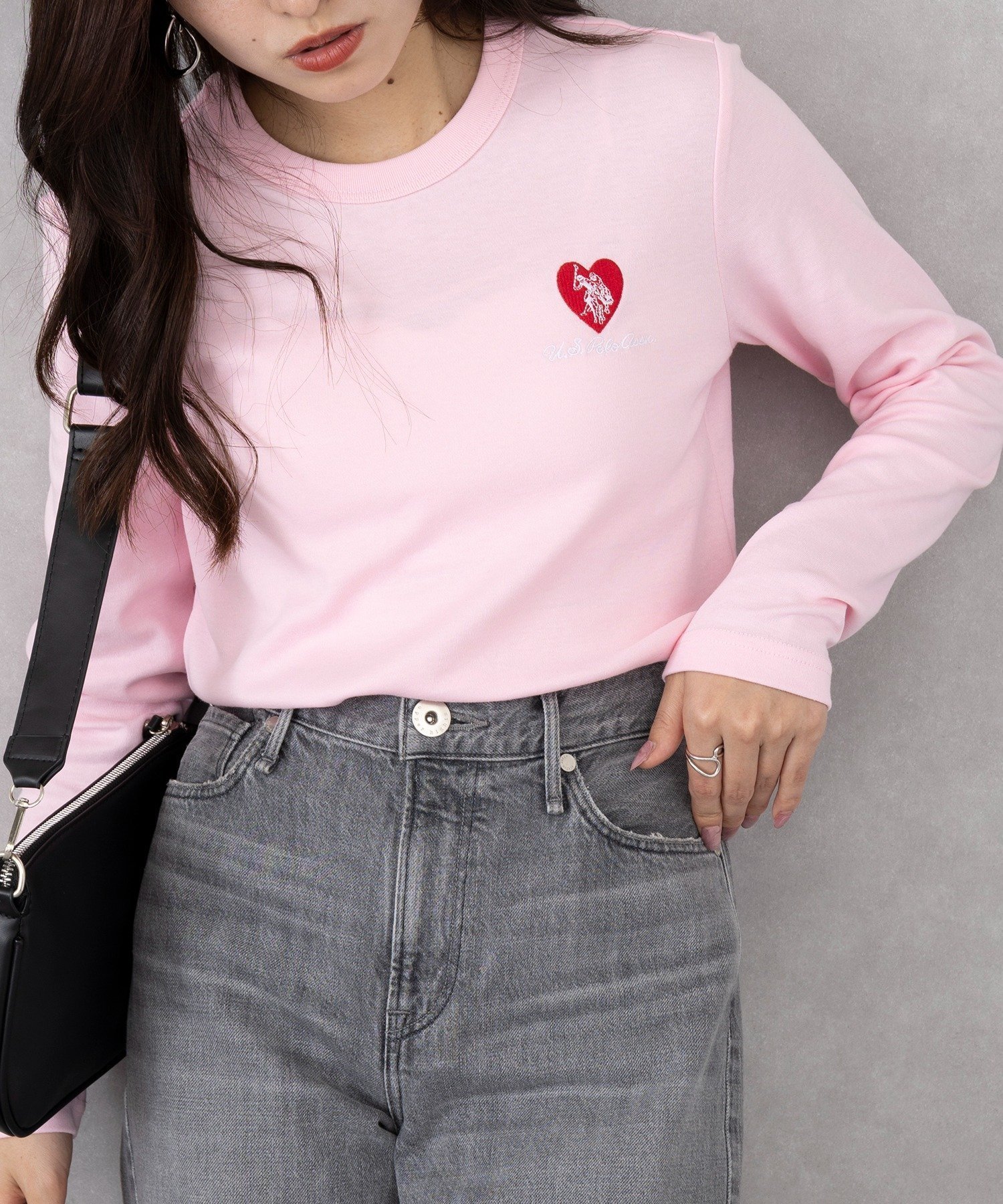 【セットアップセブン/SETUP7】のU.S. POLO ASSN./ビューティースムースハート刺繍長袖Tシャツ ロンT ポロ インテリア・キッズ・メンズ・レディースファッション・服の通販 founy(ファニー) 　ファッション　Fashion　レディースファッション　Fashion for Women　トップス・カットソー　Cut & Sew Tops　シャツ・ブラウス・オフィスカジュアル　Elegant Blouses & Button-Ups　ロングTシャツ・Tシャツ　Longline T-Shirts & Tees　インナー　Innerwear　ガーリー　Girly, Feminine Style　キャップ　Cap, Baseball Cap　ショート　Short, Short Length　シンプル　Simple, Minimal　ジャケット　Jacket, Outerwear　スポーツ　Sports, Activewear　デニム　Denim, Jeans Material　定番　Standard, Basic Item　なめらか　Smooth, Silky Texture　長袖　Long Sleeve, Full Sleeve　フェミニン　Feminine, Girly　プリーツ　Pleats, Pleated　再入荷　Restock / Back in Stock　エレガント 上品　Elegant　PNK|ID: prp329100004795896 ipo3291000000034795327