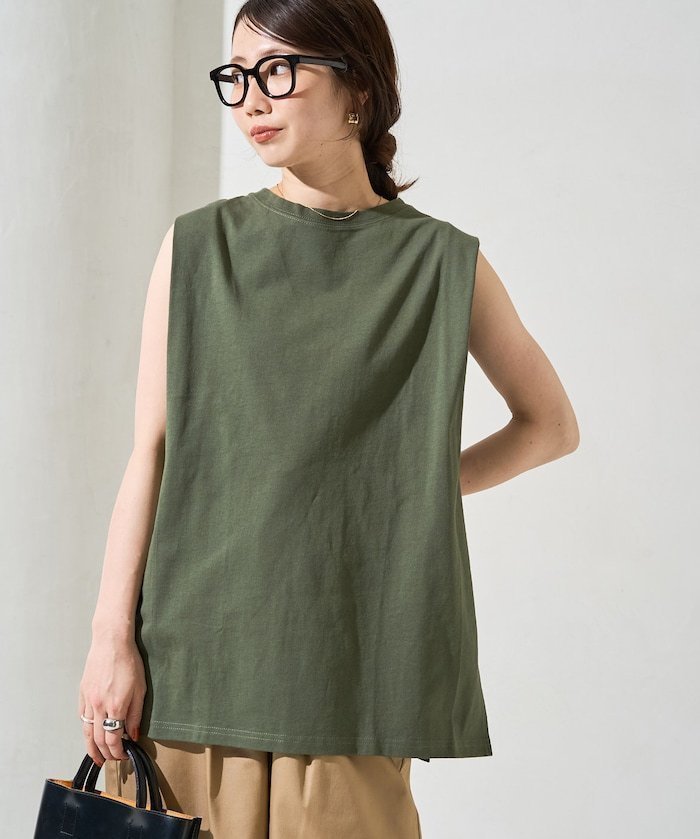【フリークスストア/FREAK'S STORE】の袖 インタック ノースリーブ Tシャツ【限定展開】 25SS インテリア・キッズ・メンズ・レディースファッション・服の通販 founy(ファニー) 　ファッション　Fashion　レディースファッション　Fashion for Women　トップス・カットソー　Cut & Sew Tops　キャミソール&ノースリーブ　Camisoles & Sleeveless Tops　シャツ・ブラウス・オフィスカジュアル　Elegant Blouses & Button-Ups　ロングTシャツ・Tシャツ　Longline T-Shirts & Tees　シンプル　Simple, Minimal　スラックス　Slacks, Dress Pants　スリット　Slit, Slit Detail　タイトスカート　Pencil Skirt, Tight Skirt　ノースリーブ　Sleeveless, No-Sleeve　ビッグ　Big, Oversized　ベーシック　Basic, Essential　ワイド　Wide, Wide Fit　S/S・春夏　SS, Spring/Summer, Warm Season　おすすめ　Recommended / Our Picks　夏　Summer　エレガント 上品　Elegant　2025年　2025　2025春夏・S/S　Spring/Summer 2025 SS25　オリーブ|ID: prp329100004795903 ipo3291000000034795365