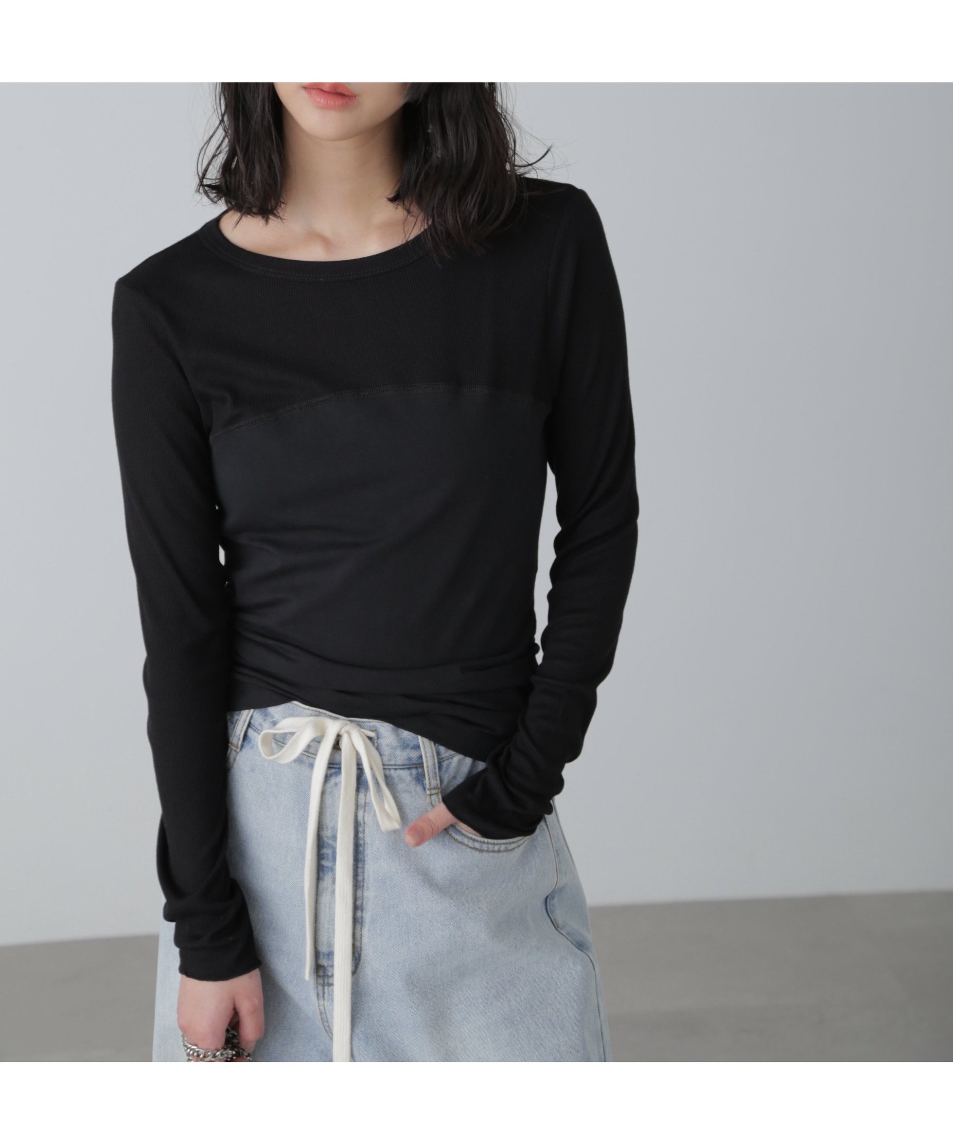 【フリーズマート/FREE'S MART】のMFM ビスチェドッキングカットソー インテリア・キッズ・メンズ・レディースファッション・服の通販 founy(ファニー) 　ファッション　Fashion　レディースファッション　Fashion for Women　トップス・カットソー　Cut & Sew Tops　カットソー・ベーシックTシャツ　Cut-and-Sewn Tops / Stretch Tees & Basics　ビスチェ　Bustiers & Corset Tops / Layered Bustier Style　おすすめ　Recommended / Our Picks　カットソー　Cut and Sewn Top　ジャケット　Jacket, Outerwear　デニム　Denim, Jeans Material　パーカー　Hoodie, Parka　マーメイド　Mermaid, Fishtail Silhouette　クロ|ID: prp329100004795904 ipo3291000000034795373