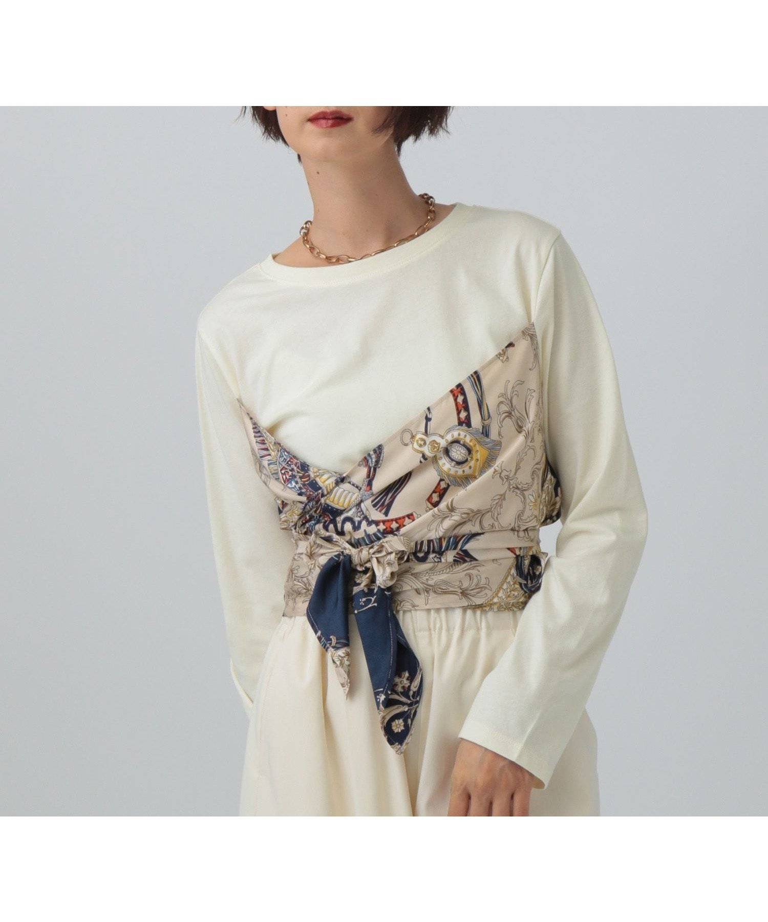 【レプシィム ローリーズファーム/LEPSIM LOWRYS FARM】のスカーフビスチェ風長袖プルオーバー インテリア・キッズ・メンズ・レディースファッション・服の通販 founy(ファニー) ファッション Fashion レディースファッション Fashion for Women トップス・カットソー Cut & Sew Tops カジュアルプルオーバー・ニットトップス Pullovers & Knit Tops / Casual Pullovers ビスチェ Bustiers & Corset Tops / Layered Bustier Style おすすめ Recommended / Our Picks インナー Innerwear ジャケット Jacket, Outerwear スカーフ Scarf, Neckwear ビスチェ Bustier, Corset Top 人気 Popular, Best Seller 夏 Summer A/W・秋冬 Autumn/Winter 長袖 Long Sleeve, Full Sleeve アイボリー08|ID: prp329100004795914 ipo3291000000034795412