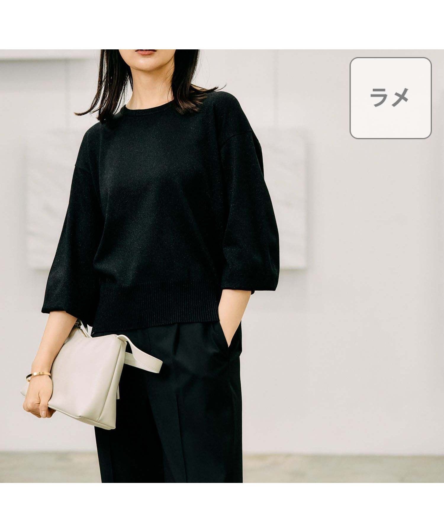【グローバルワーク/GLOBAL WORK】のスッキレイクルーネックプルオーバー/252060 インテリア・キッズ・メンズ・レディースファッション・服の通販 founy(ファニー) 　ファッション　Fashion　レディースファッション　Fashion for Women　トップス・カットソー　Cut & Sew Tops　カジュアルプルオーバー・ニットトップス　Pullovers & Knit Tops / Casual Pullovers　なめらか　Smooth, Silky Texture　ジャケット　Jacket, Outerwear　デニム　Denim, Jeans Material　トレンド　Trend, Trending Now　ベーシック　Basic, Essential　ワイド　Wide, Wide Fit　春　Spring　ブラックラメ09|ID: prp329100004795934 ipo3291000000034795508