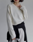 【リエディ/Re:EDIT】のアルパカタッチVネックニットプルオーバー ホワイト|ID: prp329100004795945 ipo3291000000034795582