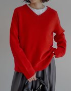 【リエディ/Re:EDIT】のアルパカタッチVネックニットプルオーバー レッド|ID: prp329100004795945 ipo3291000000034795585