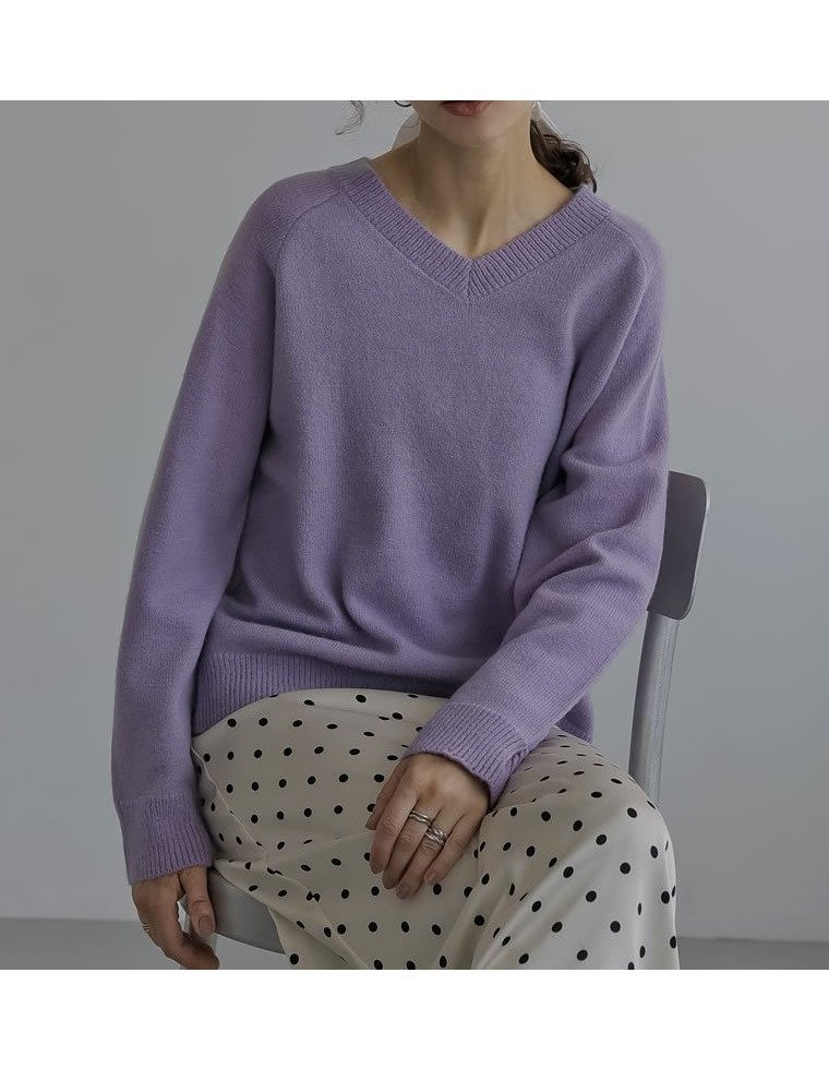 【リエディ/Re:EDIT】のアルパカタッチVネックニットプルオーバー インテリア・キッズ・メンズ・レディースファッション・服の通販 founy(ファニー) 　ファッション　Fashion　レディースファッション　Fashion for Women　トップス・カットソー　Cut & Sew Tops　ニット　Knit Tops & Sweaters　カジュアルプルオーバー・ニットトップス　Pullovers & Knit Tops / Casual Pullovers　Vネックトップス　V-Neck Tops / V-Cut Neckline Shirts　シンプル　Simple, Minimal　スニーカー　Sneakers, Trainers　スリーブ　Sleeve, Long Sleeve / Short Sleeve　デニム　Denim, Jeans Material　ネックレス　Necklace, Pendant Necklace　バランス　Balance, Style Balance　ベーシック　Basic, Essential　リラックス　Relax, Relaxed Fit　ワイド　Wide, Wide Fit　A/W・秋冬　Autumn/Winter　エレガント 上品　Elegant　ラベンダー|ID: prp329100004795945 ipo3291000000034795590