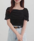 【ジュノア/JUNOAH】のCENEA オフショル風スクエアネックドレープリブカットソー ブラック|ID: prp329100004795969 ipo3291000000034795704