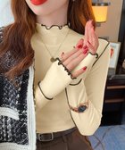 【ミニミニストア/miniministore】のパイピングトップス ヒートインナー微起毛 クリーム色|ID: prp329100004795982 ipo3291000000034795779