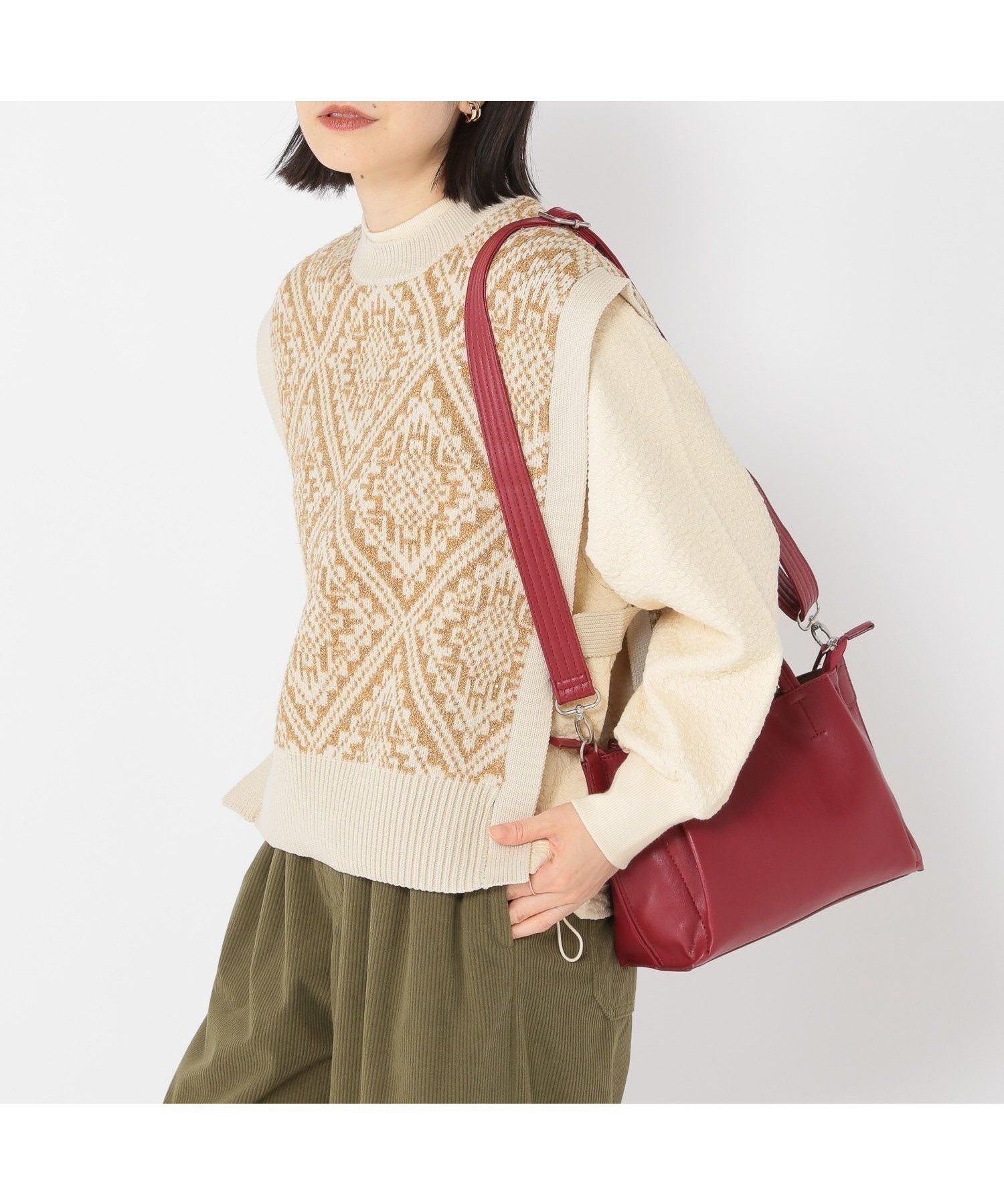 【スタディオ クリップ/studio CLIP】のふくれジャガードドロストプルオーバー インテリア・キッズ・メンズ・レディースファッション・服の通販 founy(ファニー) 　ファッション　Fashion　レディースファッション　Fashion for Women　トップス・カットソー　Cut & Sew Tops　カジュアルプルオーバー・ニットトップス　Pullovers & Knit Tops / Casual Pullovers　おすすめ　Recommended / Our Picks　シンプル　Simple, Minimal　スカーチョ　Skacho, Skirt-Pants　トレンド　Trend, Trending Now　ベスト　Vest, Waistcoat　モックネック　Mock Neck, Short Turtleneck　ワイド　Wide, Wide Fit　クリーム62|ID: prp329100004795987 ipo3291000000034795800