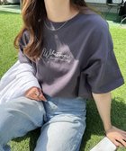 【アンドミー/andme】のコットン 天竺 ロゴ 刺繍 エンブロイダリー 半袖 Tシャツ チャコールグレー×アイボリー|ID: prp329100004795994 ipo3291000000034795820