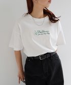 【アンドミー/andme】のコットン 天竺 ロゴ 刺繍 エンブロイダリー 半袖 Tシャツ オフホワイト×グリーン|ID: prp329100004795994 ipo3291000000034795825