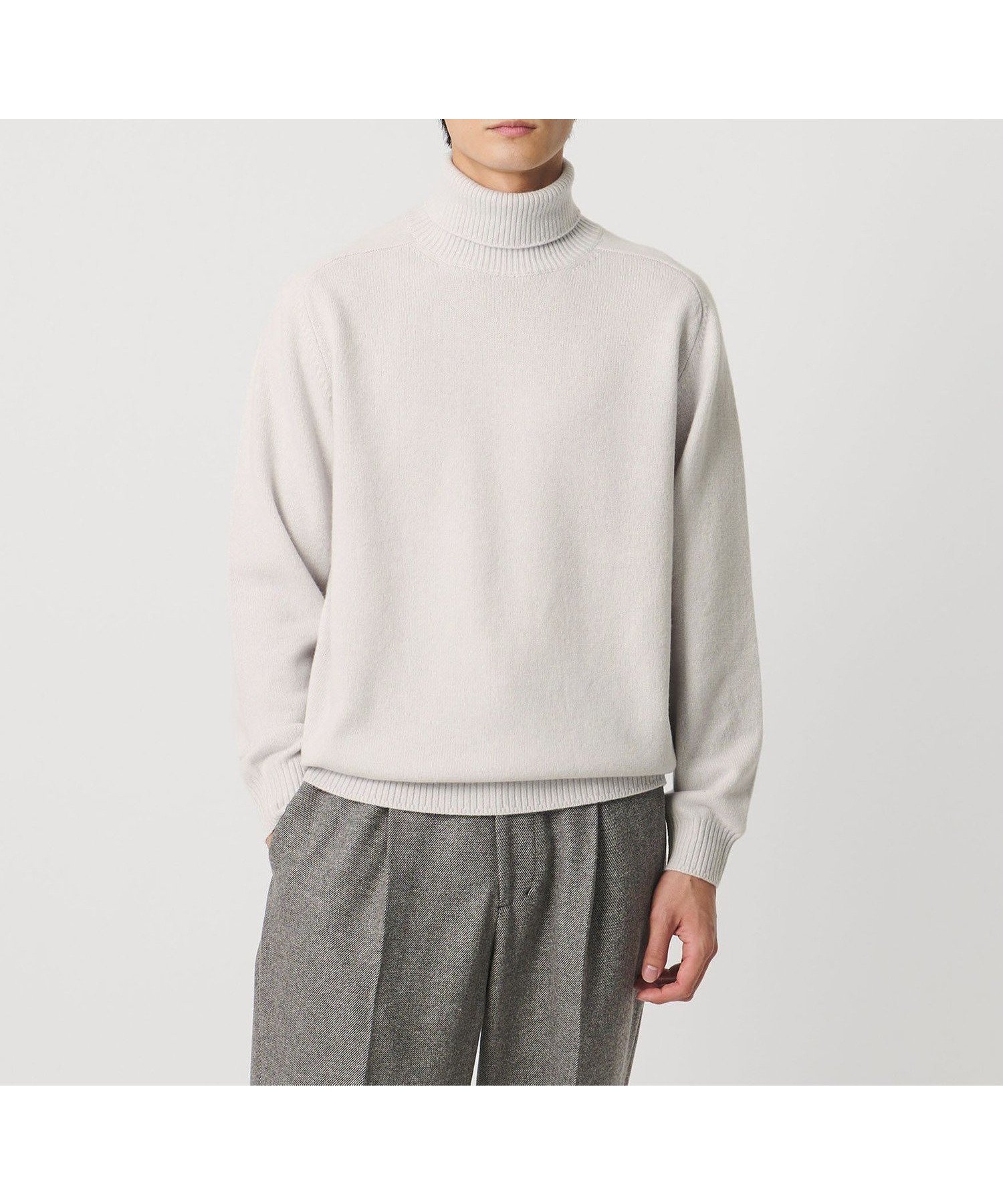 【ユナイテッドアローズ/UNITED ARROWS / MEN】のウール カシミヤ ミドルゲージ タートルネック ニット インテリア・キッズ・メンズ・レディースファッション・服の通販 founy(ファニー) 　ファッション　Fashion　メンズファッション　Fashion for Men　イタリア　Italy　ショルダー　Shoulder, Shoulder Strap　タートルネック　Turtleneck, High Neck　デニム　Denim, Jeans Material　フィット　Fit, Slim Fit　ミドル　Middle Length, Mid Height　メランジ　Melange, Mixed Yarn　リラックス　Relax, Relaxed Fit　冬　Winter / This Winter　エレガント 上品　Elegant　OFF WHITE|ID: prp329100004796004 ipo3291000000034848772