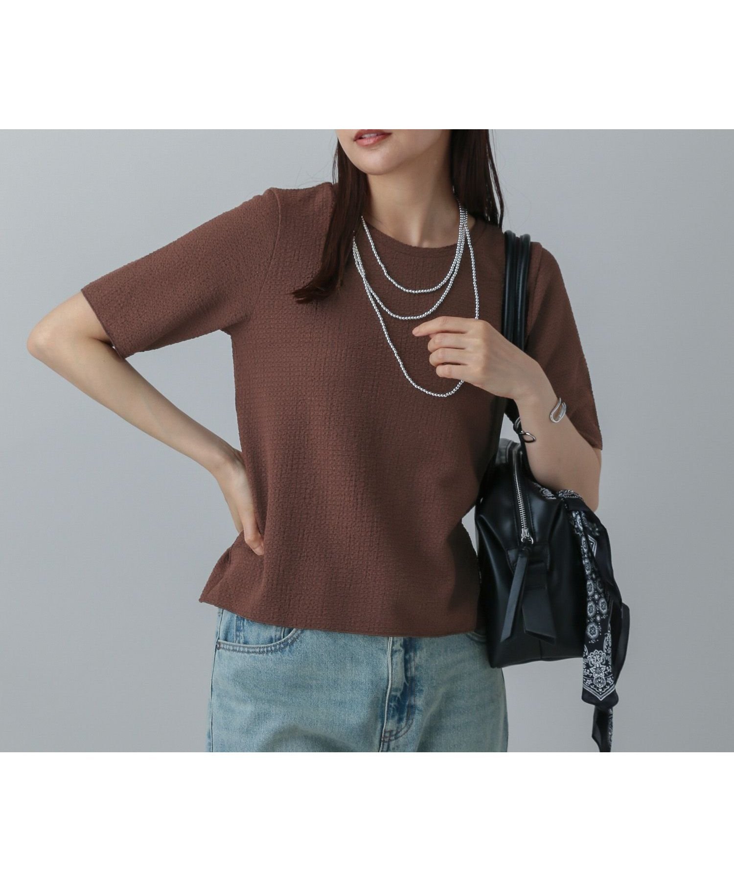 【グローバルワーク/GLOBAL WORK】のMATINEE LINE/ポコポコクルー半袖T/575120 インテリア・キッズ・メンズ・レディースファッション・服の通販 founy(ファニー) 　ファッション　Fashion　レディースファッション　Fashion for Women　トップス・カットソー　Cut & Sew Tops　おすすめ　Recommended / Our Picks　インナー　Innerwear　カットソー　Cut and Sewn Top　コンパクト　Compact, Small Size　フェミニン　Feminine, Girly　ロング　Long, Long-Length　エレガント 上品　Elegant　人気　Popular, Best Seller　半袖　Short Sleeve, Half Sleeve　ブラウン58|ID: prp329100004796005 ipo3291000000034795860