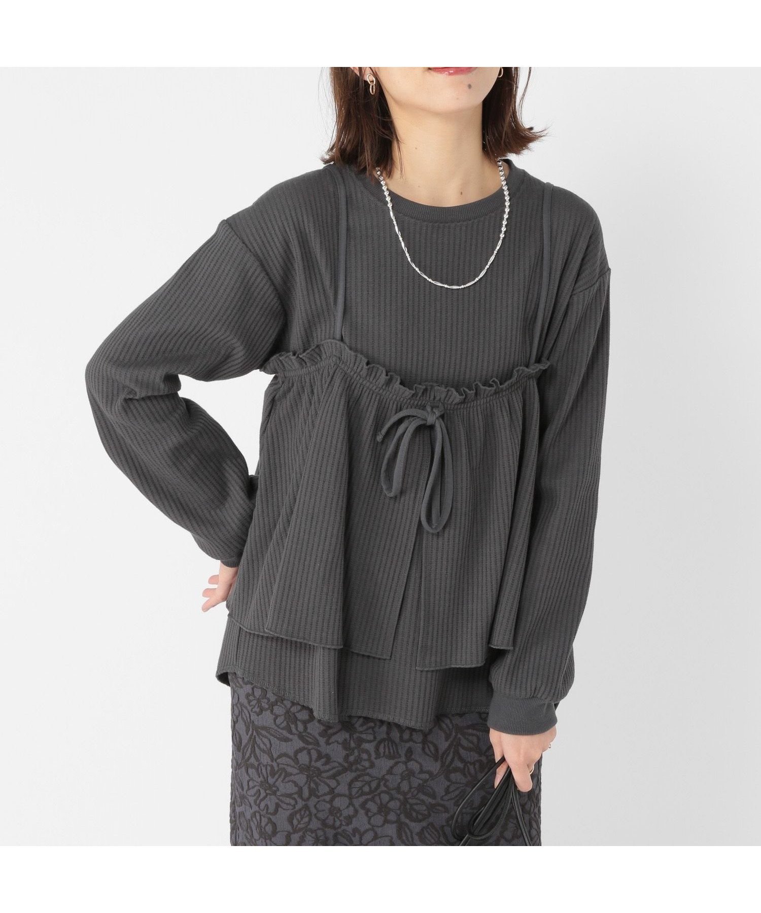 【スタディオ クリップ/studio CLIP】のワッフルビスチェセットプルオーバー インテリア・キッズ・メンズ・レディースファッション・服の通販 founy(ファニー) 　ファッション　Fashion　レディースファッション　Fashion for Women　トップス・カットソー　Cut & Sew Tops　カジュアルプルオーバー・ニットトップス　Pullovers & Knit Tops / Casual Pullovers　ビスチェ　Bustiers & Corset Tops / Layered Bustier Style　おすすめ　Recommended / Our Picks　カットソー　Cut and Sewn Top　スカーチョ　Skacho, Skirt-Pants　デニム　Denim, Jeans Material　ビスチェ　Bustier, Corset Top　ルーズ　Loose, Oversized　ワイド　Wide, Wide Fit　ワッフル　Waffle, Waffle Knit　春　Spring　スモーク16|ID: prp329100004796007 ipo3291000000034795875