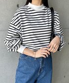 【アンドミー/andme】のモックネック ボリューム袖 長袖Tシャツ オフホワイト×ブラック|ID: prp329100004796022 ipo3291000000034795948