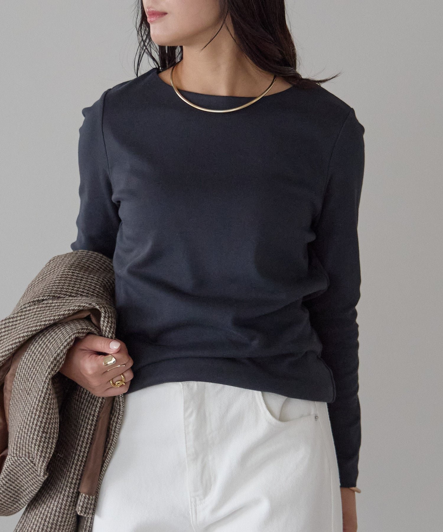 【リラクロ/relaclo】のmitis/スムースボートネックロンT インテリア・キッズ・メンズ・レディースファッション・服の通販 founy(ファニー) 　ファッション　Fashion　レディースファッション　Fashion for Women　トップス・カットソー　Cut & Sew Tops　ロングTシャツ・Tシャツ　Longline T-Shirts & Tees　スリーブ　Sleeve, Long Sleeve / Short Sleeve　ベーシック　Basic, Essential　ロング　Long, Long-Length　ブラック|ID: prp329100004796025 ipo3291000000034795957