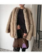 【ミラオーウェン/Mila Owen】のマルチマテリアルノーカラーファーコート BEG[037]|ID: prp329100004796035 ipo3291000000034796015