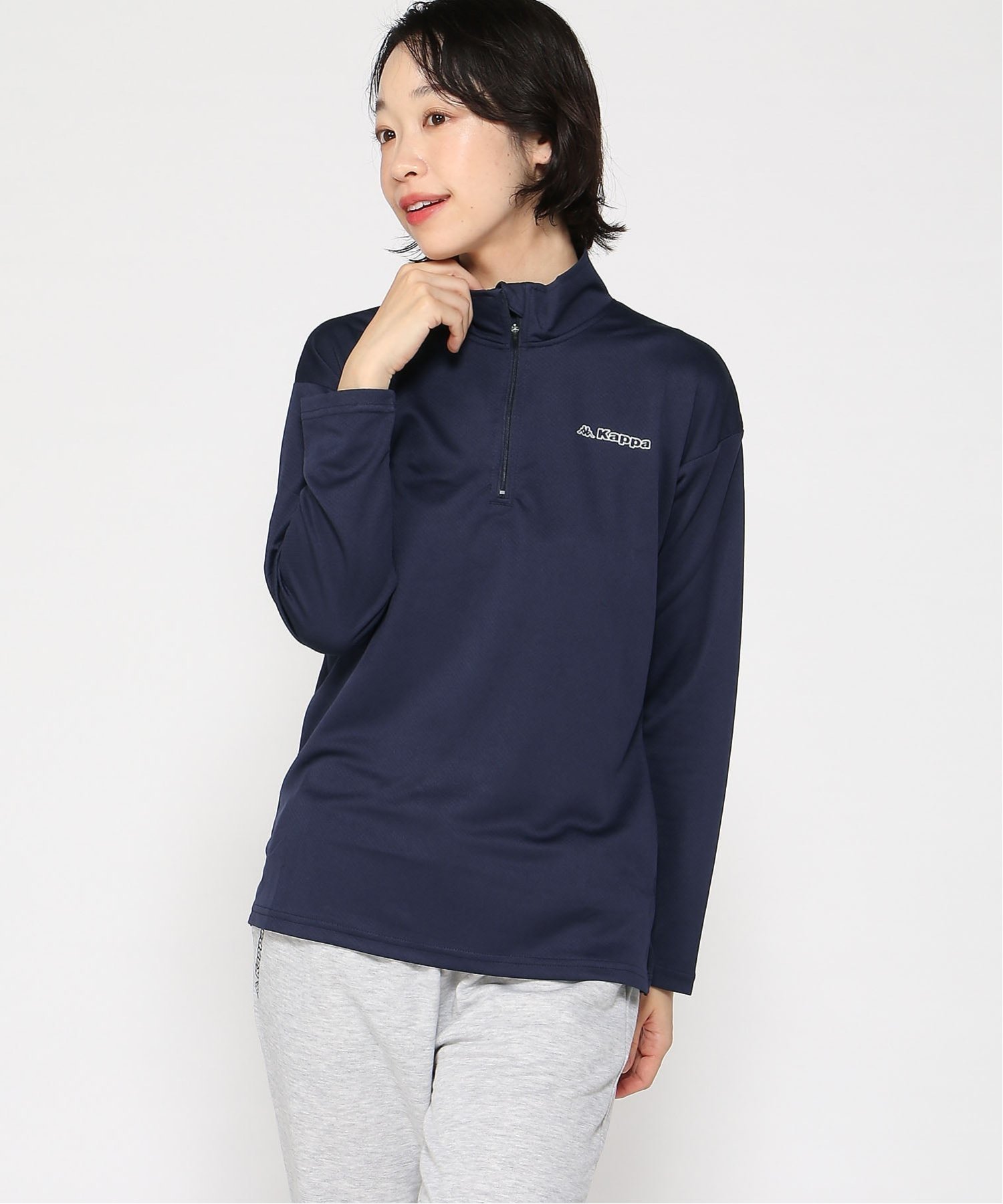 【ニッキー/nikki】のKappa/長袖ハーフジップシャツ インテリア・キッズ・メンズ・レディースファッション・服の通販 founy(ファニー) ファッション Fashion レディースファッション Fashion for Women トップス・カットソー Cut & Sew Tops シャツ・ブラウス・オフィスカジュアル Elegant Blouses & Button-Ups リラックス Relax, Relaxed Fit 長袖 Long Sleeve, Full Sleeve NV|ID: prp329100004796042 ipo3291000000034796054