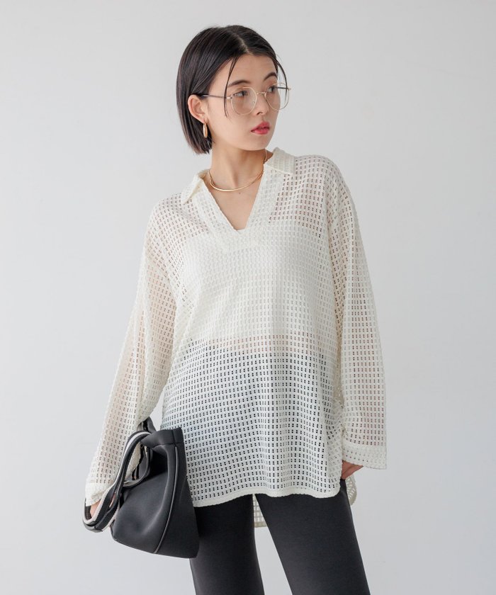 【ベイフロー/BAYFLOW】のキーネックメッシュプルオーバー インテリア・キッズ・メンズ・レディースファッション・服の通販 founy(ファニー) https://founy.com/ ファッション Fashion レディースファッション Fashion for Women トップス・カットソー Cut & Sew Tops カジュアルプルオーバー・ニットトップス Pullovers & Knit Tops / Casual Pullovers おすすめ Recommended / Our Picks タンク Tank Top, Sleeveless Top デニム Denim, Jeans Material メッシュ Mesh, Net Fabric レギュラー Regular, Standard Fit 夏 Summer |ID: prp329100004796045 ipo3291000000034796063