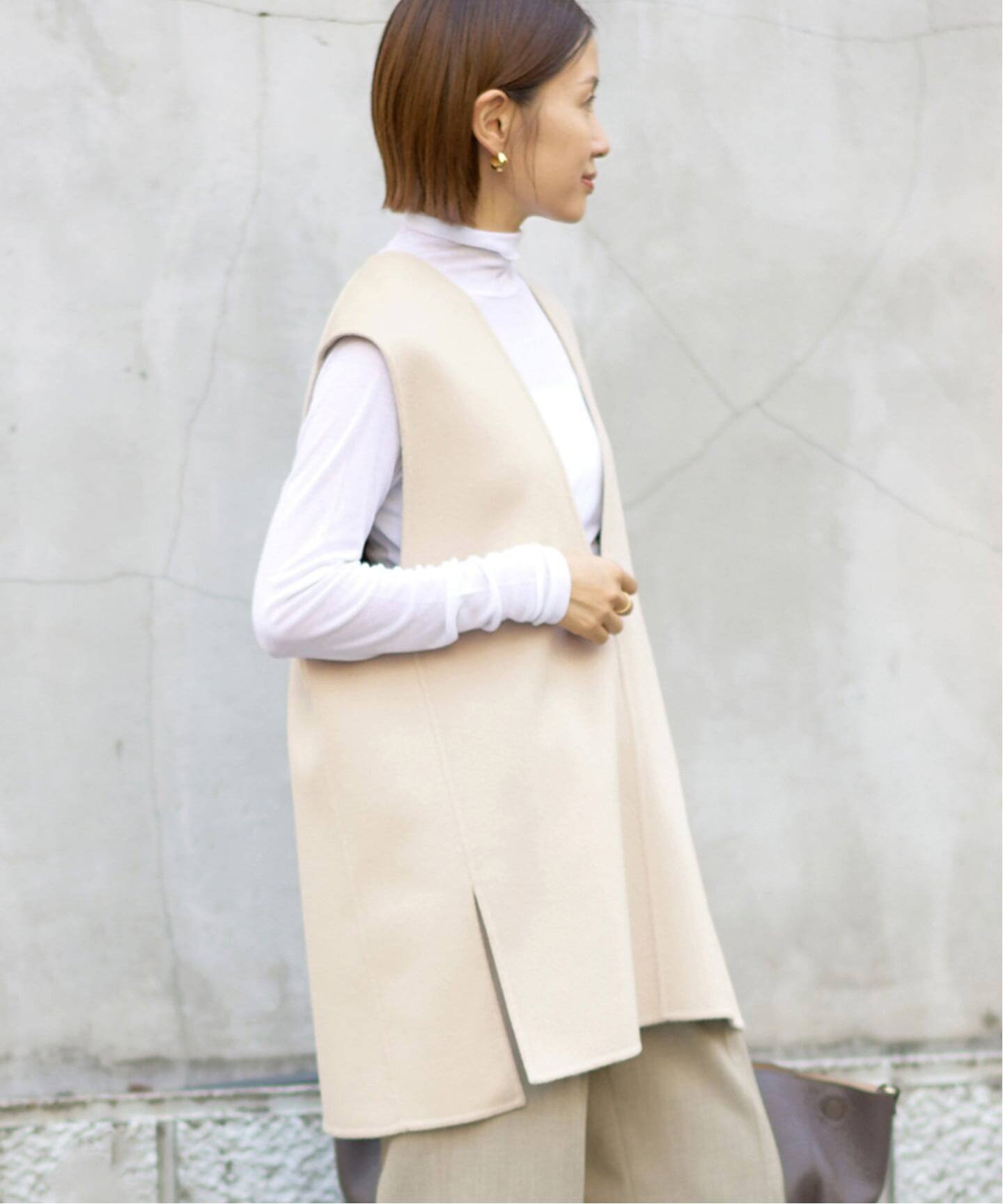 【イエナ/IENA】のSuper160ダブルフェイスベスト インテリア・キッズ・メンズ・レディースファッション・服の通販 founy(ファニー) ファッション Fashion レディースファッション Fashion for Women アウター Coat / Outerwear Collection トップス・カットソー Cut & Sew Tops ベスト&ジレ / 重ね着スタイル Vests & Gilets 今季 This Season, Current Season タートルネック Turtleneck, High Neck バランス Balance, Style Balance フォルム Silhouette, Form エレガント 上品 Elegant ビジネス 仕事 通勤 Business / Work / Commuting 2025年 2025 2025-2026秋冬・A/W Autumn/Winter 2025–26 AW25–26 ベージュ|ID: prp329100004796046 ipo3291000000034796075