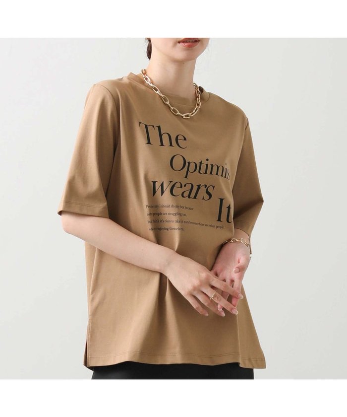 【グレディブリリアン/Gready Brilliant】のOptimistロゴTシャツ インテリア・キッズ・メンズ・レディースファッション・服の通販 founy(ファニー) https://founy.com/ ファッション Fashion レディースファッション Fashion for Women トップス・カットソー Cut & Sew Tops シャツ・ブラウス・オフィスカジュアル Elegant Blouses & Button-Ups ロングTシャツ・Tシャツ Longline T-Shirts & Tees 秋 Autumn シンプル Simple, Minimal スリット Slit, Slit Detail バランス Balance, Style Balance フロント Front, Front Design プリント Print, Printed Pattern ロング Long, Long-Length ワイド Wide, Wide Fit |ID: prp329100004796051 ipo3291000000034796094