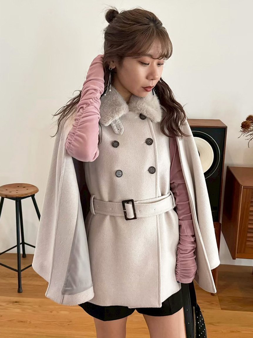 【リリーブラウン/Lily Brown】のファー付き3wayケープコート 人気、トレンドファッション・服の通販 founy(ファニー) 　ファッション　Fashion　レディースファッション　Fashion for Women　アウター　Coat / Outerwear Collection　コート・ロングコート・ピーコート　Long Coats, Peacoats & More　クラシカル　Classical, Vintage-Inspired　スタンド　Stand Collar, Upright Stand　スマート　Smart, Elegant　人気　Popular, Best Seller　フェイク　Faux, Fake　ベーシック　Basic, Essential　エレガント 上品　Elegant　 other-1|ID: prp329100004796057 ipo3291000000034796113