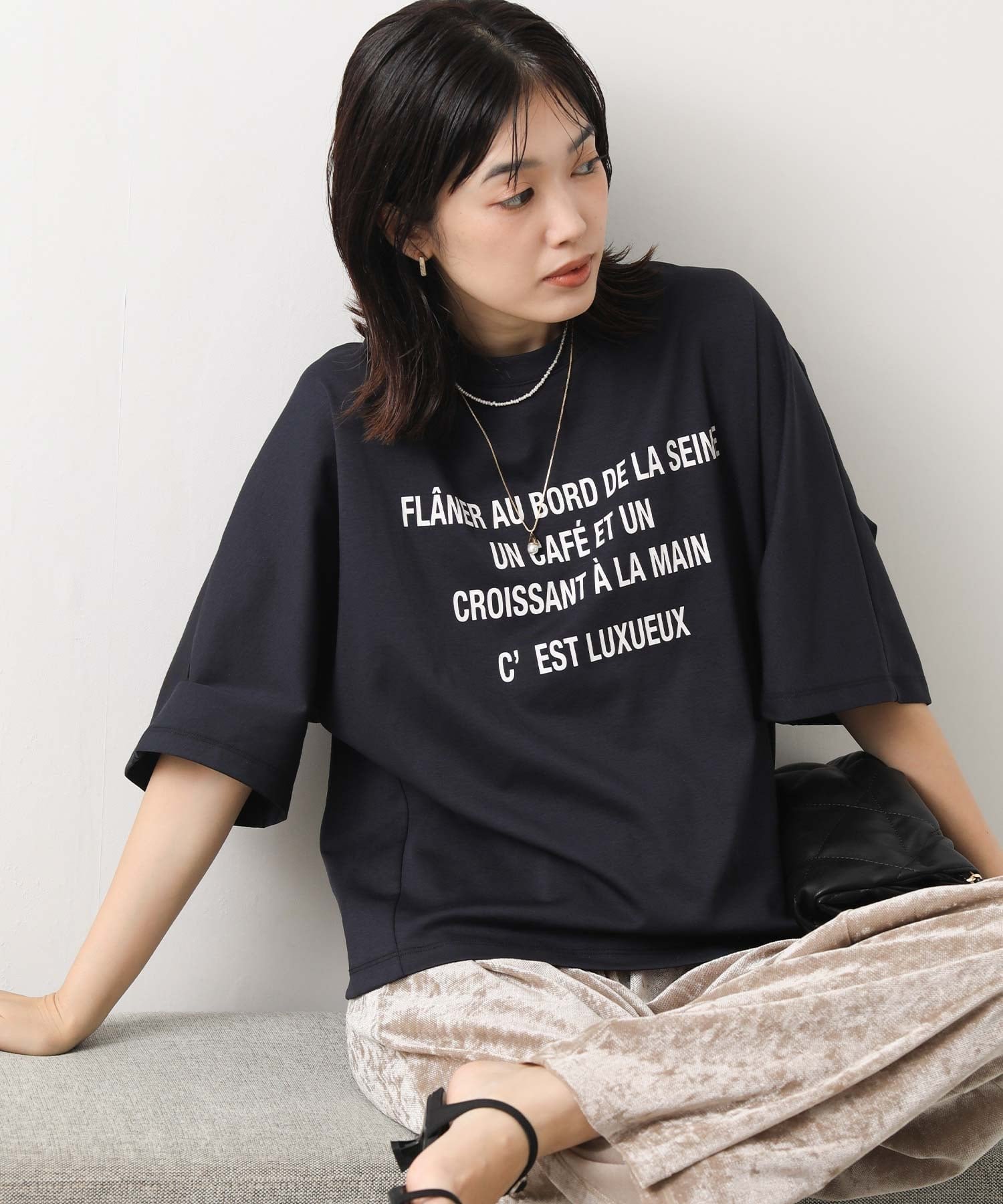【グレディブリリアン/Gready Brilliant】のFLANER5分袖Tシャツ インテリア・キッズ・メンズ・レディースファッション・服の通販 founy(ファニー) 　ファッション　Fashion　レディースファッション　Fashion for Women　トップス・カットソー　Cut & Sew Tops　シャツ・ブラウス・オフィスカジュアル　Elegant Blouses & Button-Ups　ロングTシャツ・Tシャツ　Longline T-Shirts & Tees　おすすめ　Recommended / Our Picks　インナー　Innerwear　ストレッチ　Stretch, Stretchy Fabric　バランス　Balance, Style Balance　NAV|ID: prp329100004796060 ipo3291000000034796131