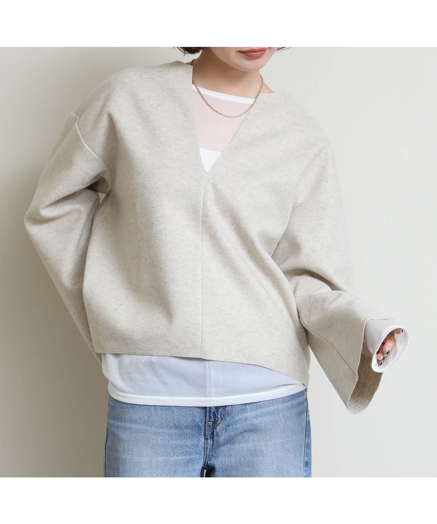 【グレディブリリアン/Gready Brilliant】のGready Brilliant/キーネックメルトンカットソー インテリア・キッズ・メンズ・レディースファッション・服の通販 founy(ファニー) ファッション Fashion レディースファッション Fashion for Women トップス・カットソー Cut & Sew Tops カットソー・ベーシックTシャツ Cut-and-Sewn Tops / Stretch Tees & Basics カットソー Cut and Sewn Top ショルダー Shoulder, Shoulder Strap ドロップ Drop Shoulder, Dropped Style ハイネック High Neck, Mock Neck メルトン Melton, Heavy Wool BEI|ID: prp329100004796088 ipo3291000000034796234