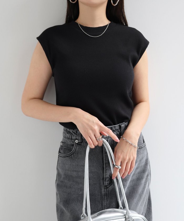 【アンドミー/andme】のテレコリブ クルーネック フレンチスリーブ Tシャツ インテリア・キッズ・メンズ・レディースファッション・服の通販 founy(ファニー) https://founy.com/ ファッション Fashion レディースファッション Fashion for Women トップス・カットソー Cut & Sew Tops シャツ・ブラウス・オフィスカジュアル Elegant Blouses & Button-Ups ロングTシャツ・Tシャツ Longline T-Shirts & Tees カットソー Cut and Sewn Top サロペ Salopette, Salopette Dress スリーブ Sleeve, Long Sleeve / Short Sleeve ノースリーブ Sleeveless, No-Sleeve フィット Fit, Slim Fit フェミニン Feminine, Girly フレンチ French, French Style 半袖 Short Sleeve, Half Sleeve |ID: prp329100004796099 ipo3291000000034796297