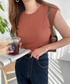 【アンドミー/andme】のテレコリブ クルーネック フレンチスリーブ Tシャツ ピンクブラウン|ID: prp329100004796099 ipo3291000000034796302