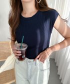 【アンドミー/andme】のテレコリブ クルーネック フレンチスリーブ Tシャツ ネイビー|ID: prp329100004796099 ipo3291000000034796304