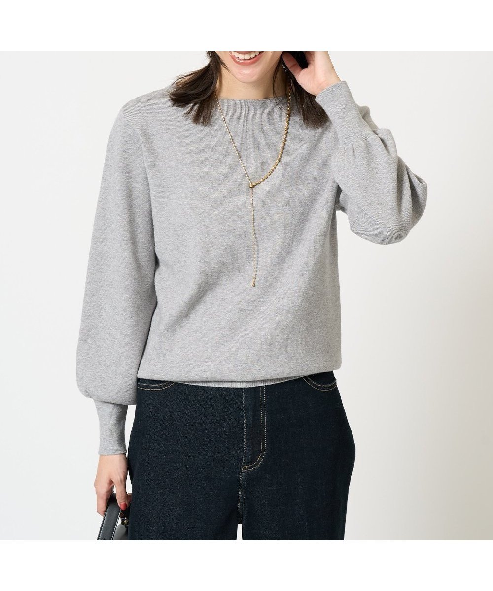 【アー ヴェー ヴェー/a.v.v】の【洗える】ボートネックパフスリーブニット【アンサンブル対応】 インテリア・キッズ・メンズ・レディースファッション・服の通販 founy(ファニー) 　ファッション　Fashion　レディースファッション　Fashion for Women　トップス・カットソー　Cut & Sew Tops　ニット　Knit Tops & Sweaters　アンサンブルニット　Knit Ensembles & Twin Sets　アンサンブル　Ensemble Set　洗える　Machine Washable　カーディガン　Cardigan, Knitwear　スリーブ　Sleeve, Long Sleeve / Short Sleeve　デコルテ　Décolleté, Neckline　定番　Standard, Basic Item　なめらか　Smooth, Silky Texture　人気　Popular, Best Seller　プリーツ　Pleats, Pleated　ベーシック　Basic, Essential　ボーダー　Border, Stripe　再入荷　Restock / Back in Stock　おすすめ　Recommended / Our Picks　ビジネス 仕事 通勤　Business / Work / Commuting　グレー|ID: prp329100004796255 ipo3291000000034797563
