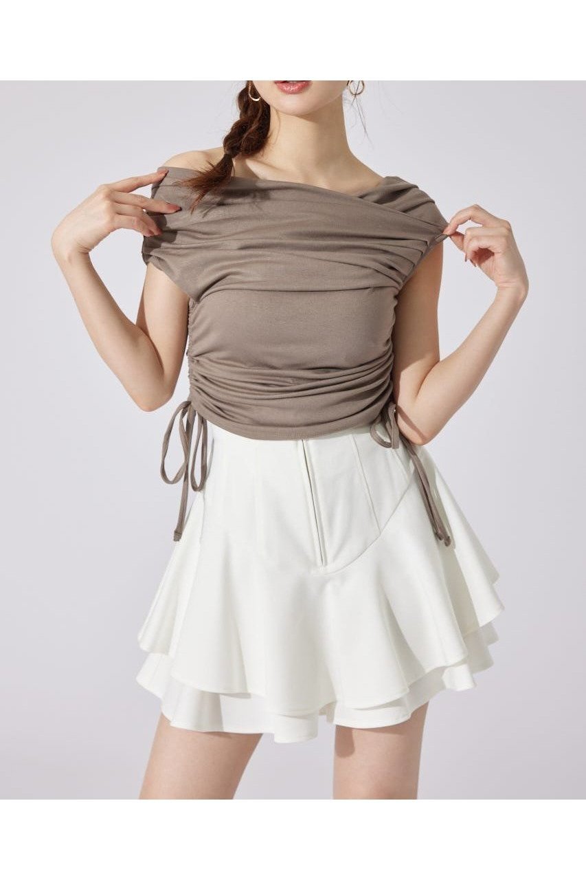 【リエンダ/rienda】のカシュクールサイドドロストトップス インテリア・キッズ・メンズ・レディースファッション・服の通販 founy(ファニー) 　ファッション　Fashion　レディースファッション　Fashion for Women　トップス・カットソー　Cut & Sew Tops　ギャザー　Gathered, Ruffled　再入荷　Restock / Back in Stock　BRN|ID: prp329100004796261 ipo3291000000035007024