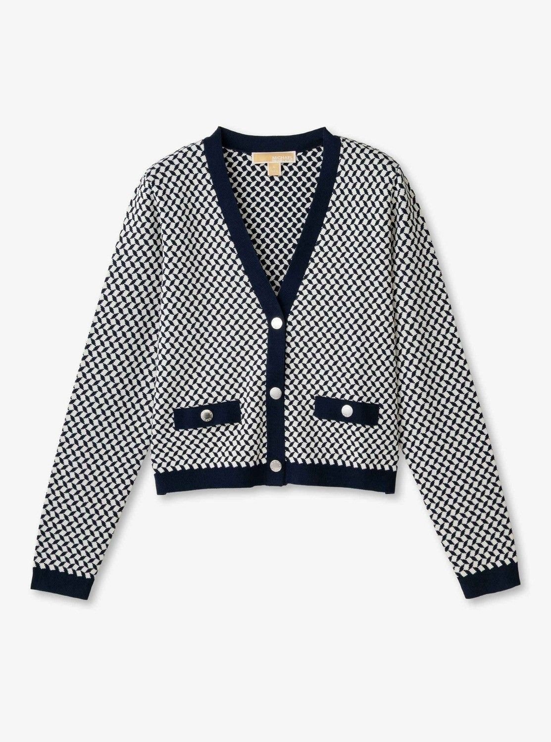 【マイケルコース/MICHAEL KORS】のタイル ジャガード カーディガン マイケルコース インテリア・キッズ・メンズ・レディースファッション・服の通販 founy(ファニー) ファッション Fashion レディースファッション Fashion for Women トップス・カットソー Cut & Sew Tops カーディガン・羽織り Layered Style Cardigans カーディガン Cardigan, Knitwear コレクション Collection, Seasonal Line ラグジュアリー Luxury, Elegant BLUE|ID: prp329100004796329 ipo3291000000034798099