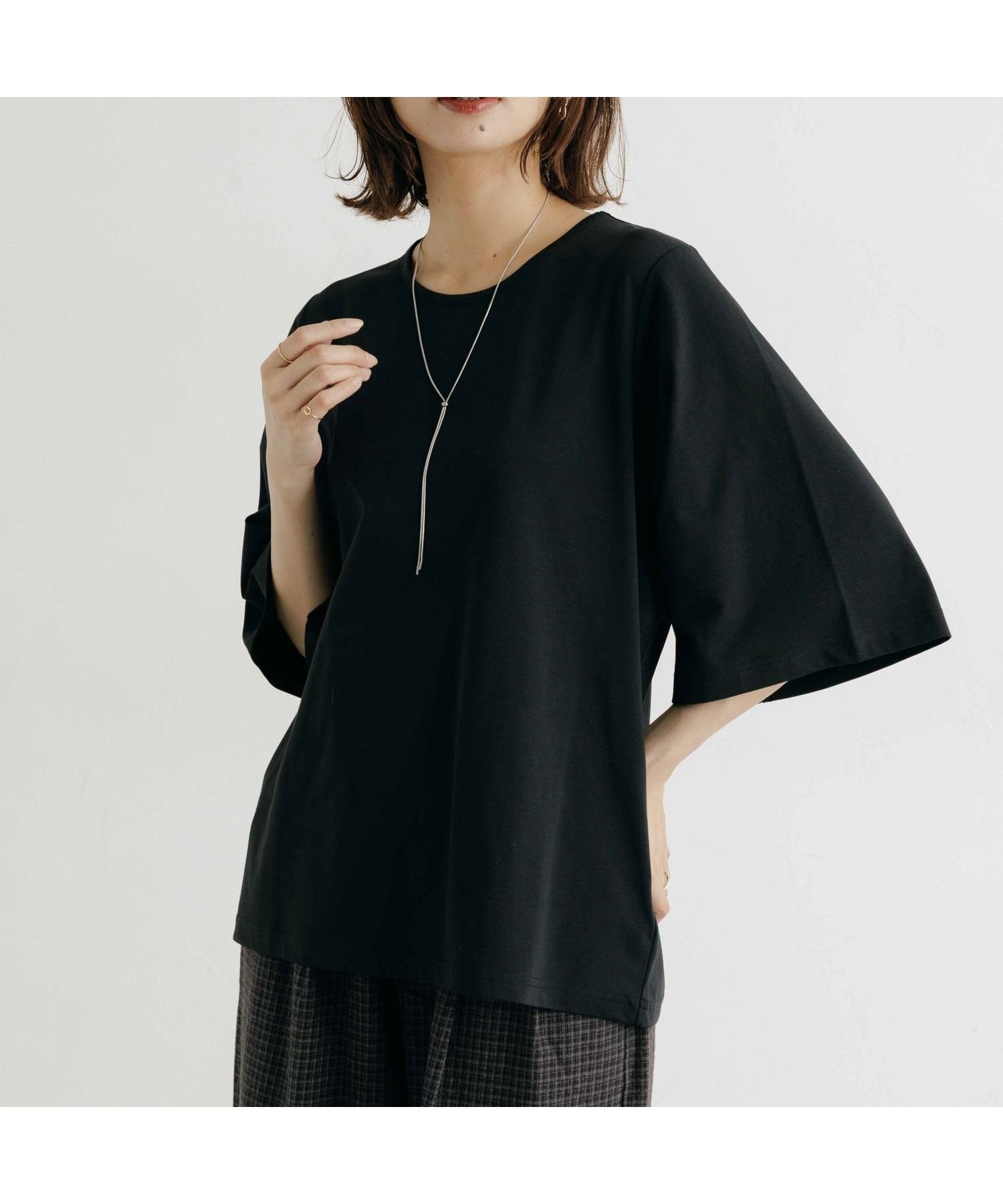 【スタディオ クリップ/studio CLIP】の【接触冷感】ワイドスリーブTシャツ 人気、トレンドファッション・服の通販 founy(ファニー) ファッション Fashion レディースファッション Fashion for Women トップス・カットソー Cut & Sew Tops シャツ・ブラウス・オフィスカジュアル Elegant Blouses & Button-Ups ロングTシャツ・Tシャツ Longline T-Shirts & Tees おすすめ Recommended / Our Picks カットソー Cut and Sewn Top シンプル Simple, Minimal スリーブ Sleeve, Long Sleeve / Short Sleeve ビスチェ Bustier, Corset Top ベスト Vest, Waistcoat ベーシック Basic, Essential ボトム Bottoms, Lower Wear ワイド Wide, Wide Fit 半袖 Short Sleeve, Half Sleeve 秋 Autumn other-1|ID: prp329100004796345 ipo3291000000034913764