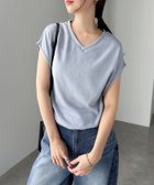 【アンドミー/andme】のVネック フレンチスリーブ ニットソー トップス グレーブルー|ID: prp329100004796358 ipo3291000000034798380