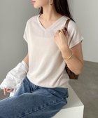 【アンドミー/andme】のVネック フレンチスリーブ ニットソー トップス ライトベージュ|ID: prp329100004796358 ipo3291000000034798390