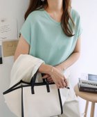 【アンドミー/andme】のVネック フレンチスリーブ ニットソー トップス ミント|ID: prp329100004796358 ipo3291000000034798396