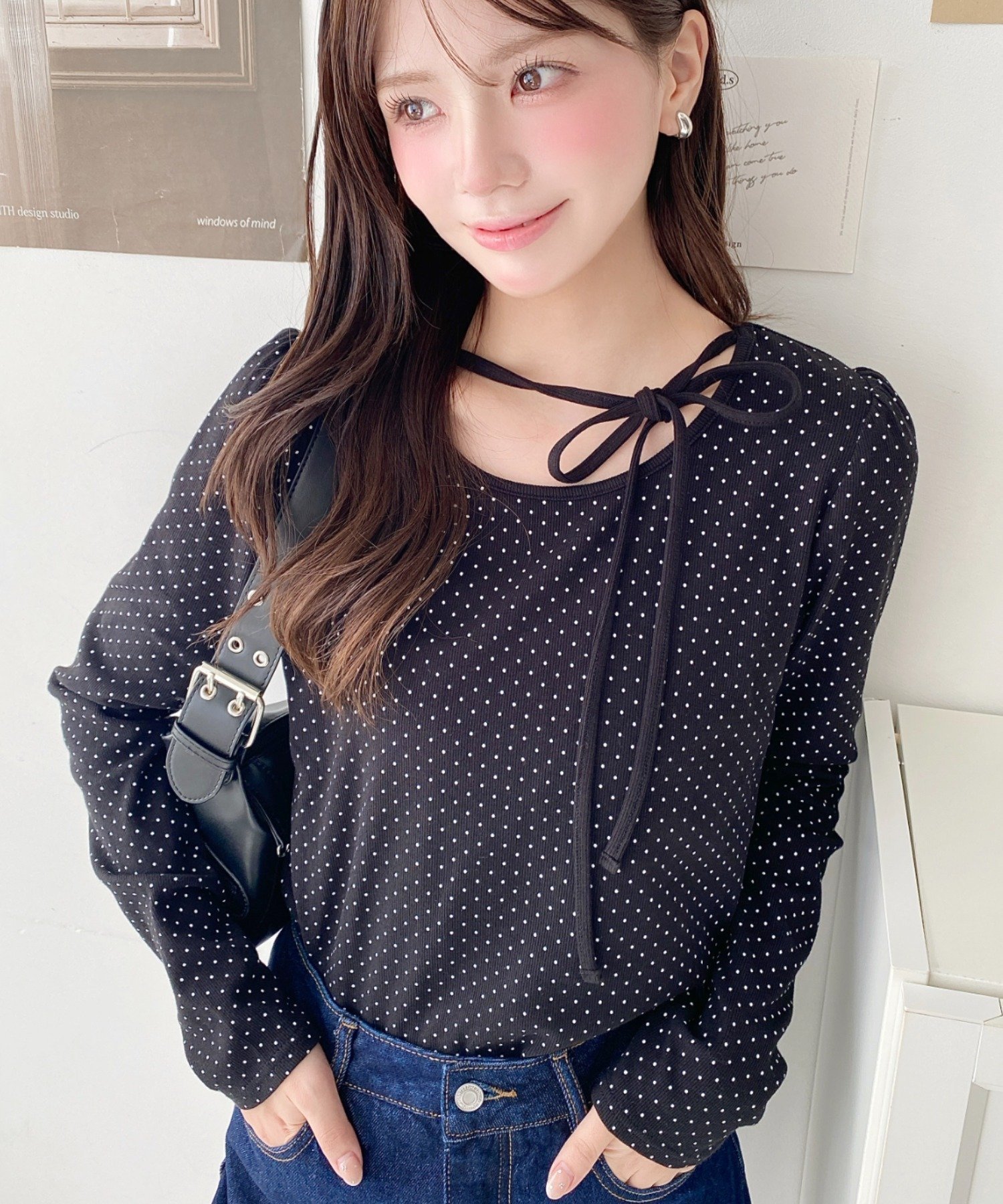 【モーメントプラス/moment+ / MEN】のドットプリントバレエコアパフスリーブ長袖カットソー インテリア・キッズ・メンズ・レディースファッション・服の通販 founy(ファニー) 　ファッション　Fashion　メンズファッション　Fashion for Men　トップス・カットソー　Cut & Sew Tops　インナー　Innerwear　カットソー　Cut and Sewn Top　ガーリー　Girly, Feminine Style　スリーブ　Sleeve, Long Sleeve / Short Sleeve　デニム　Denim, Jeans Material　トレンド　Trend, Trending Now　ドット　Polka Dot, Dot Pattern　なめらか　Smooth, Silky Texture　長袖　Long Sleeve, Full Sleeve　バルーン　Balloon, Balloon Silhouette　バレエ　Ballet, Ballet Style　フィット　Fit, Slim Fit　フェミニン　Feminine, Girly　フレア　Flare, Flared　ベーシック　Basic, Essential　ボトム　Bottoms, Lower Wear　再入荷　Restock / Back in Stock　プチプライス・低価格　Affordable / Budget Price　エレガント 上品　Elegant　ブラック系その他|ID: prp329100004796373 ipo3291000000034798521