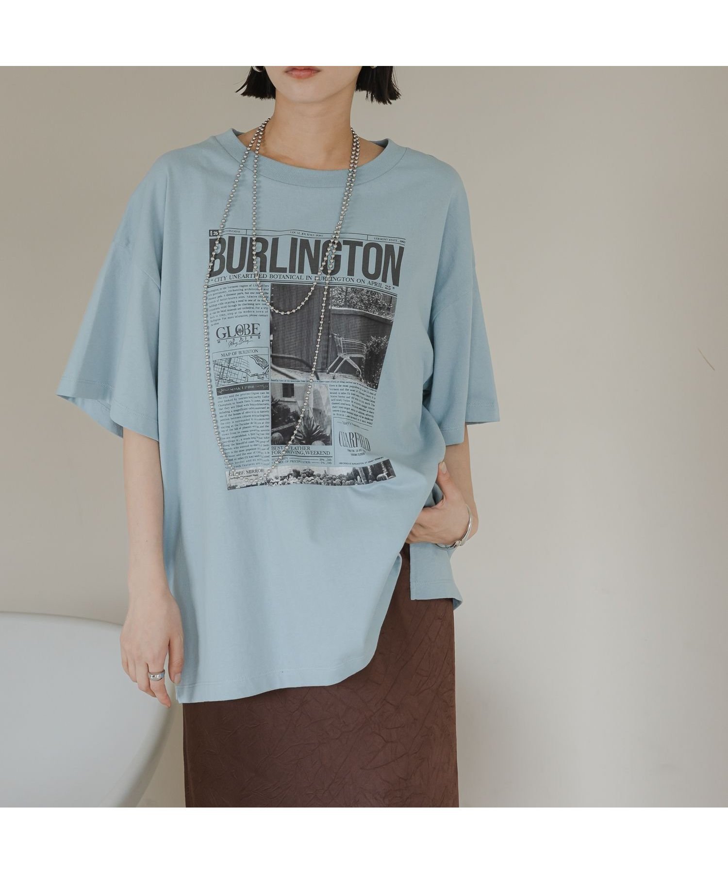 【ローリーズファーム/LOWRYS FARM】のNEWS PAPER TEE インテリア・キッズ・メンズ・レディースファッション・服の通販 founy(ファニー) 　ファッション　Fashion　レディースファッション　Fashion for Women　タイトスカート　Pencil Skirt, Tight Skirt　プリント　Print, Printed Pattern　ペーパー　Paper, Kraft Paper　ボトム　Bottoms, Lower Wear　ワイド　Wide, Wide Fit　夏　Summer　ブルー84|ID: prp329100004796384 ipo3291000000034963876