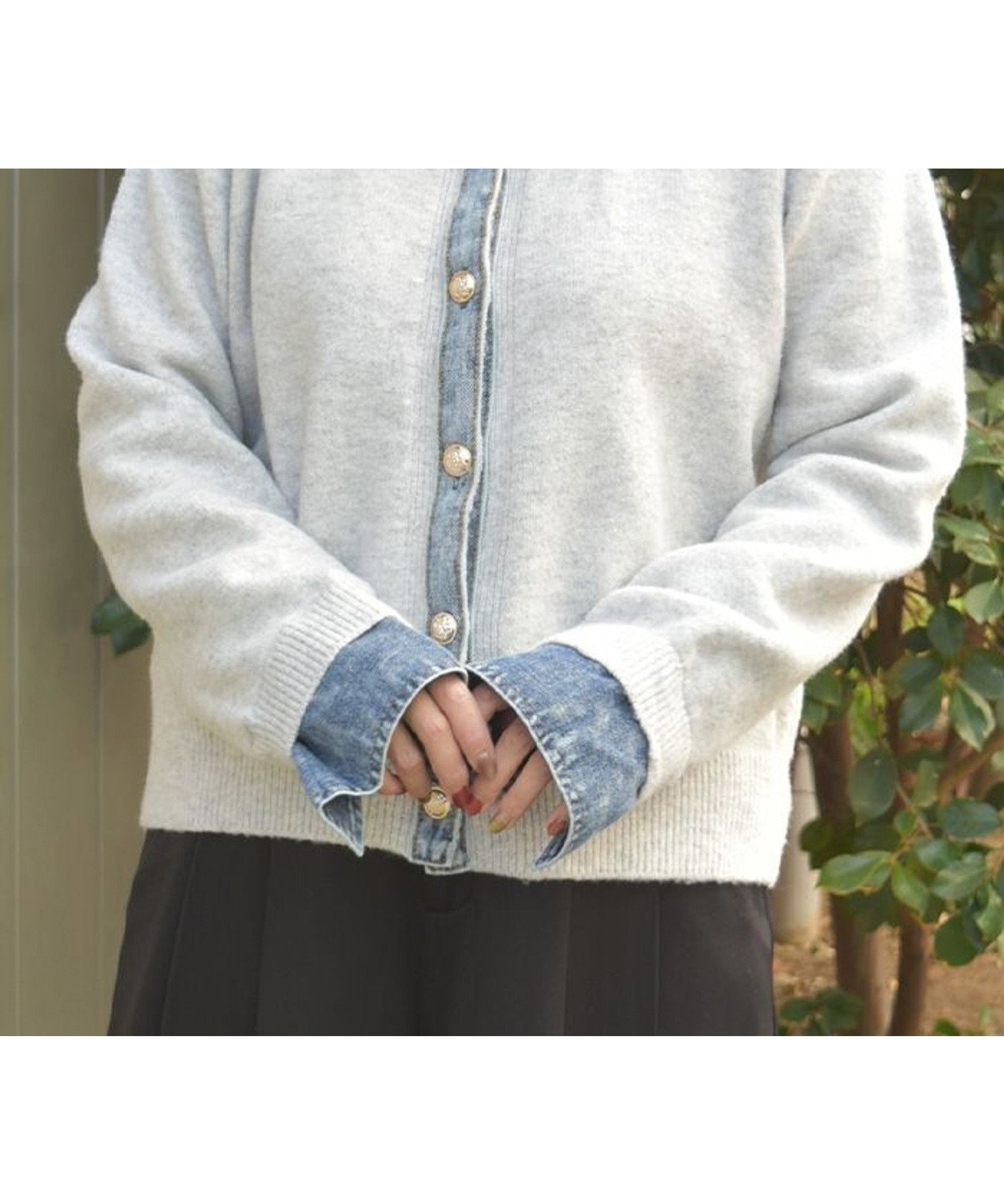 【アクシーズファム/axes femme】のデニム切替ニット インテリア・キッズ・メンズ・レディースファッション・服の通販 founy(ファニー) 　ファッション　Fashion　レディースファッション　Fashion for Women　トップス・カットソー　Cut & Sew Tops　ニット　Knit Tops & Sweaters　おすすめ　Recommended / Our Picks　デニム　Denim, Jeans Material　トレンド　Trend, Trending Now　ドッキング　Docking, Mixed Material　プリーツ　Pleats, Pleated　ボトム　Bottoms, Lower Wear　ミックス　Mix, Mixed Style　切替　Switching, Contrast Panel　A/W・秋冬　Autumn/Winter　グレー|ID: prp329100004796468 ipo3291000000035182430