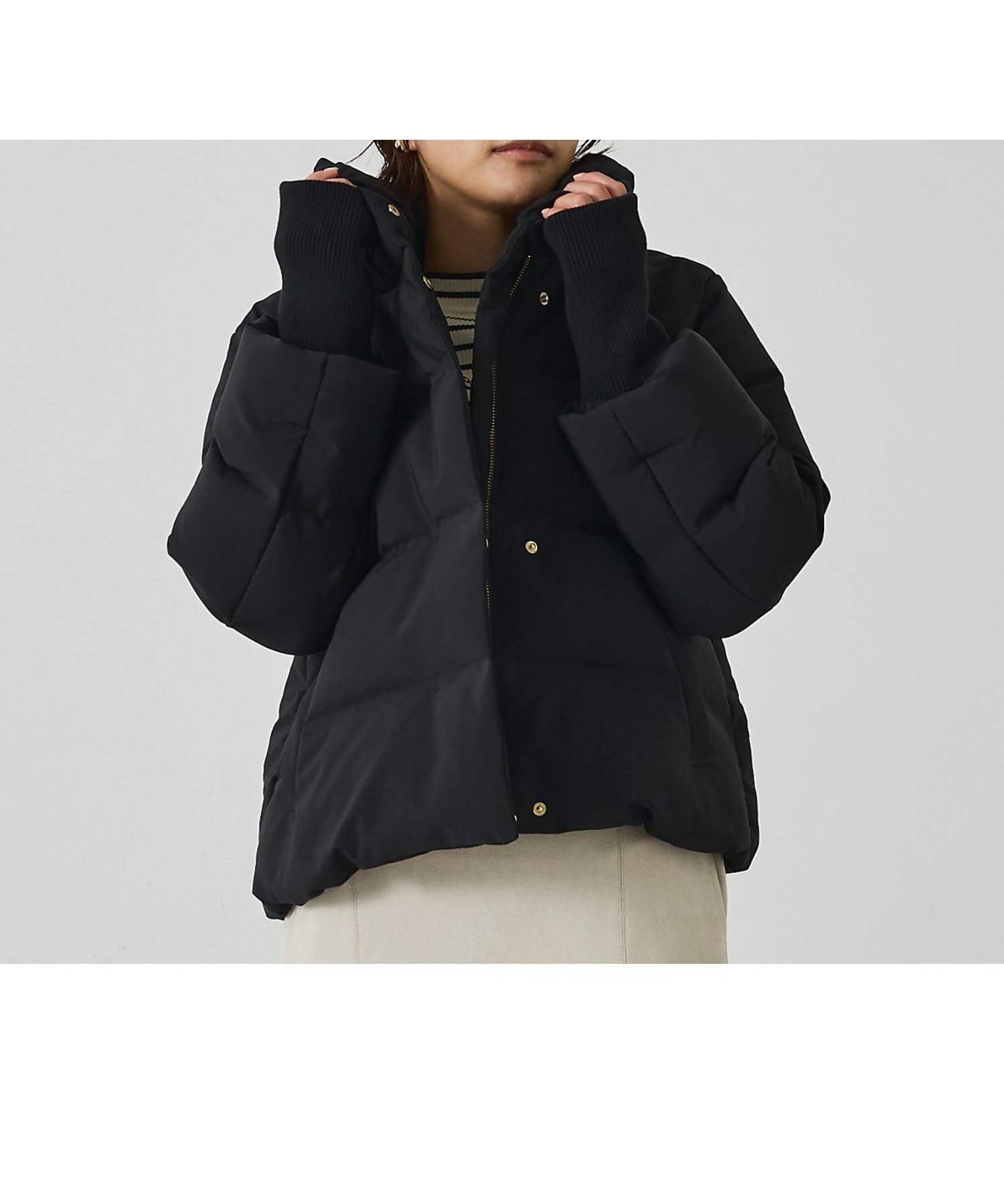 【アバハウスマヴィ/abahouse mavie】の【WEB Domani掲載】袖リブシームレススタンドダウン インテリア・キッズ・メンズ・レディースファッション・服の通販 founy(ファニー) ファッション Fashion レディースファッション Fashion for Women トップス・カットソー Cut & Sew Tops おすすめ Recommended / Our Picks インナー Innerwear コンパクト Compact, Small Size スタンド Stand Collar, Upright Stand ストレート Straight, Straight Cut ダウン Down, Puffer エレガント 上品 Elegant 人気 Popular, Best Seller ビジネス 仕事 通勤 Business / Work / Commuting 防寒 Cold Protection, Winter-Ready 雑誌 Magazine, Fashion Magazine ブラック|ID: prp329100004796485 ipo3291000000034869884