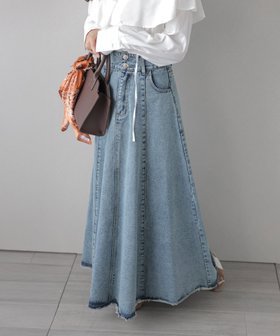 【ラジュール/Lajour】のAラインデニムスカート 人気、トレンドファッション・服の通販 founy(ファニー) ファッション Fashion レディースファッション Fashion for Women スカート Skirts デニムスカート・カジュアルスカート Denim Skirts デニム Denim, Jeans Material バランス Balance, Style Balance フィット Fit, Slim Fit フリンジ Fringe, Tassel フレア Flare, Flared ヴィンテージ Vintage Style エレガント 上品 Elegant |ID:prp329100004796489
