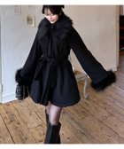 【ロイヤルパーティー/ROYAL PARTY】のファー付ポンチョ風コート 人気、トレンドファッション・服の通販 founy(ファニー) ファッション Fashion レディースファッション Fashion for Women アウター Coat / Outerwear Collection コート・ロングコート・ピーコート Long Coats, Peacoats & More ポンチョ・ケープコート Ponchos & Capes おすすめ Recommended / Our Picks フレア Flare, Flared ボトム Bottoms, Lower Wear ポンチョ Poncho, Cape Style thumbnail ブラック|ID: prp329100004796491 ipo3291000000034965349