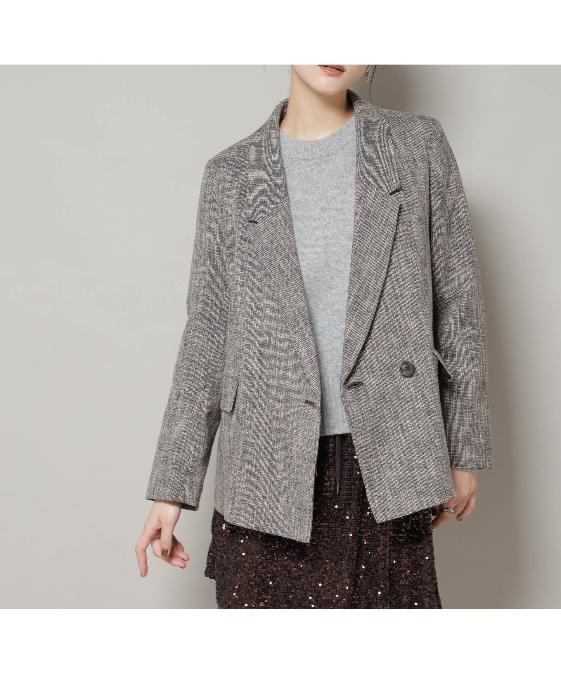 【ナノ ユニバース/nano universe】のツイードセミダブルジャケット(セットアップ可) インテリア・キッズ・メンズ・レディースファッション・服の通販 founy(ファニー) 　ファッション　Fashion　レディースファッション　Fashion for Women　アウター　Coat / Outerwear Collection　レディースジャケット・軽アウター　Jackets　インナー　Innerwear　ウォッシャブル　Machine Washable　ウォーム　Warm Fabric　オケージョン　Occasion Wear　クラシカル　Classical, Vintage-Inspired　クラシック　Classic, Timeless Style　ジャケット　Jacket, Outerwear　セットアップ　Set-Up, Coordinated Outfit　ツイード　Twill, Twill Weave　テーラード　Tailored, Tailored Fit　デニム　Denim, Jeans Material　バランス　Balance, Style Balance　ミックス　Mix, Mixed Style　おすすめ　Recommended / Our Picks　2025年　2025　2025-2026秋冬・A/W　Autumn/Winter 2025–26 AW25–26　ブラウン|ID: prp329100004796518 ipo3291000000034799721