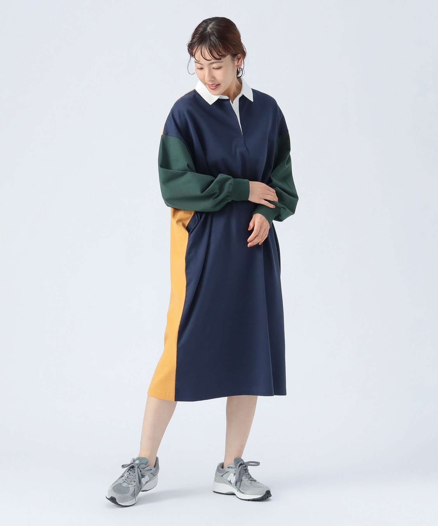 【ビームス ハート/BEAMS HEART】のラグビー ブロッキング ワンピース インテリア・キッズ・メンズ・レディースファッション・服の通販 founy(ファニー) 　ファッション　Fashion　レディースファッション　Fashion for Women　ワンピース　Dresses　おすすめ　Recommended / Our Picks　キャップ　Cap, Baseball Cap　ショルダー　Shoulder, Shoulder Strap　スニーカー　Sneakers, Trainers　トレンド　Trend, Trending Now　ドロップ　Drop Shoulder, Dropped Style　ブロッキング　Color Blocking, Panel Design　リラックス　Relax, Relaxed Fit　NAVY|ID: prp329100004796521 ipo3291000000034799735