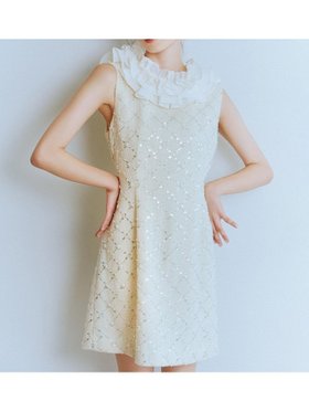 【リリーブラウン/Lily Brown】のL.B CANDY STOCK フリルカラー付き2wayミニワンピース 人気、トレンドファッション・服の通販 founy(ファニー) ファッション Fashion レディースファッション Fashion for Women ワンピース Dresses シンプル Simple, Minimal スパンコール Sequins, Sequin Embellishment スマート Smart, Elegant ツイード Twill, Twill Weave フリル Frill, Ruffle リボン Ribbon, Bow |ID:prp329100004796531