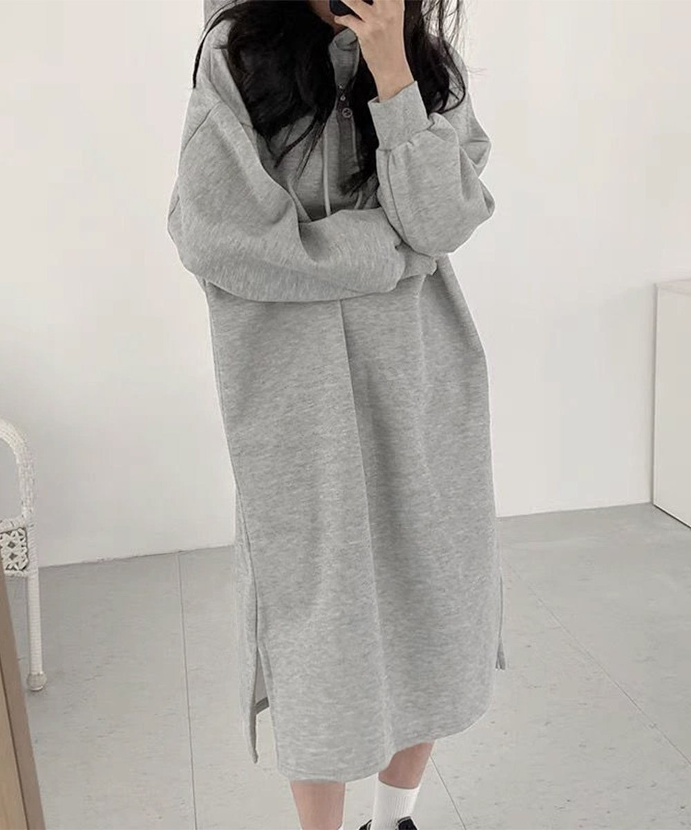 【ミニミニストア/miniministore】の裏起毛 ロングパーカーワンピース 着やせ 人気、トレンドファッション・服の通販 founy(ファニー) 　ファッション　Fashion　レディースファッション　Fashion for Women　ワンピース　Dresses　秋　Autumn　スニーカー　Sneakers, Trainers　スリット　Slit, Slit Detail　パーカー　Hoodie, Parka　無地　Plain, Solid Color　リラックス　Relax, Relaxed Fit　ロング　Long, Long-Length　冬　Winter / This Winter　A/W・秋冬　Autumn/Winter　 other-1|ID: prp329100004796536 ipo3291000000034799847