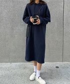 【ミニミニストア/miniministore】の裏起毛 ロングパーカーワンピース 着やせ ネイビー|ID: prp329100004796536 ipo3291000000035049626